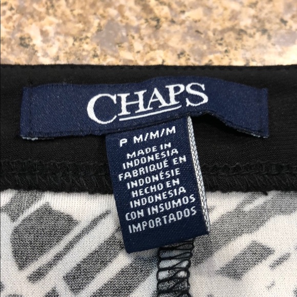 Chaps Petite Fit and Flare Dress Black and White - Picture 2 of 11